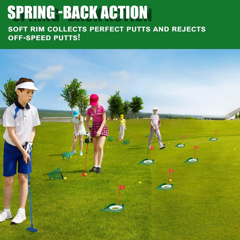 Lenwen Indoor Mini Golf Putting Set for Kids & Family Include 2 Adjustable Golf Putter for Right or Left Handed Players 10 Practice Balls 6 Putting Cup with Flags for Backyard Office Fun Game & Gift