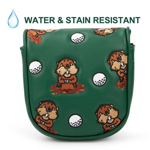 Golf Mallet Putter Cover for DF3 Center Shafted Putter Head Cover Mallet Putter Headcover Magnetic Synthetic Leather Mallet Putter Cover Club Protective Case for Men (Putting Man)