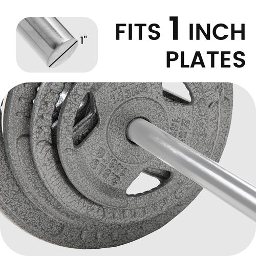 Fitvids 1 Inch Standard Barbell Bar, 6 Feet Bar for Home Gym Strength Training, weight lifting, Bench Press, 450 LB Capacity, Chrome
