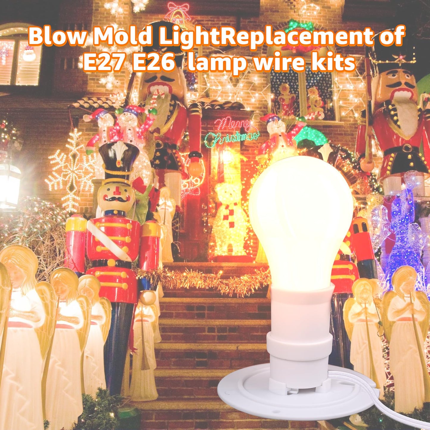 Norward 2 Set Blow Mold Light Kit Replacement, E27 E26 Bulb Cord Kit for Halloween,Christmas,Salt Lamp,Craft Indoor Outdoor Decorations,Salt Lamp Base with Fuse Plug