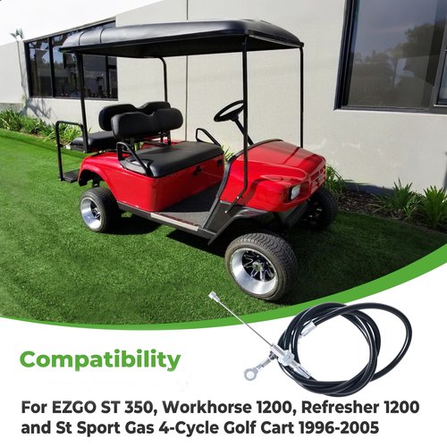 10L0L 46 1/4" Throttle Accelerator Cable 72065-G02 for EZGO ST 350, Workhorse 1200, Refresher 1200 and St Sport Gas 4-Cycle Golf Cart 1996-2005
