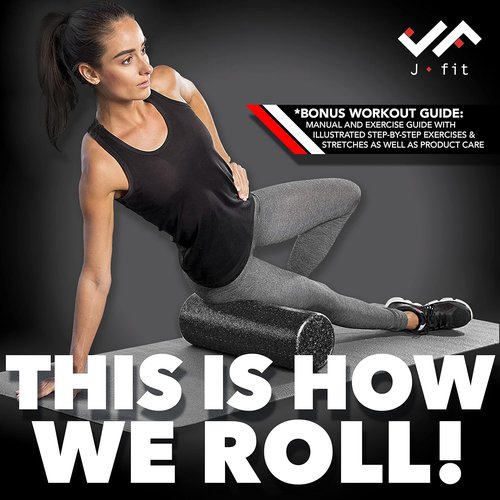 JFIT High Density Foam Roller - EPP Deep Tissue Massage Tool for Muscle Recovery & Myofascial Release