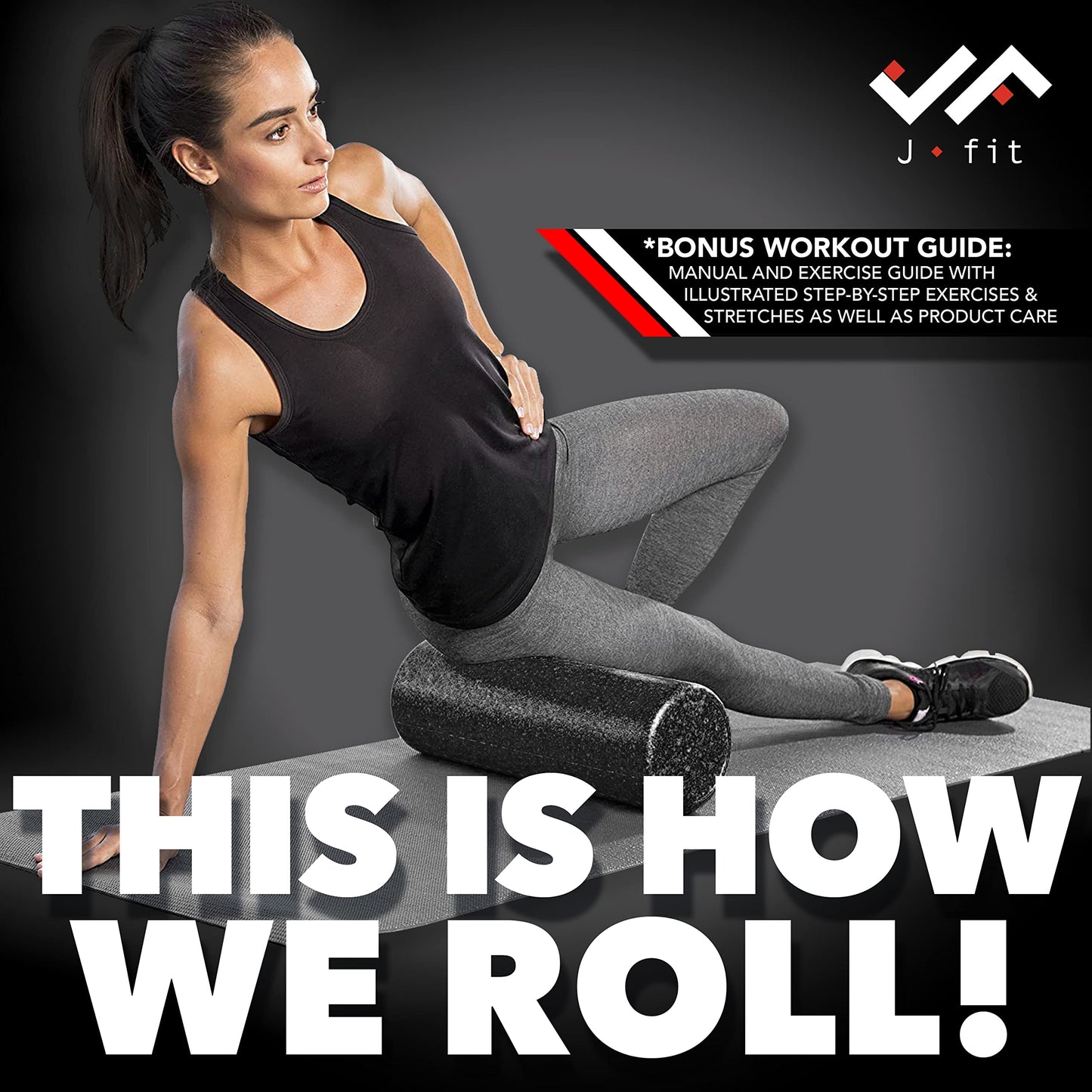 JFIT Extra Firm Foam Roller, 36 Inches, Black (20-0639)