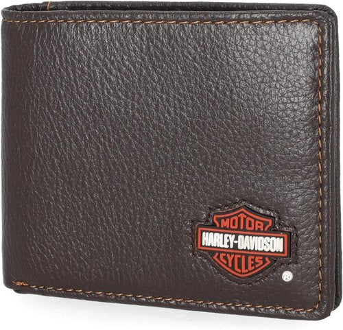 Harley-Davidson Genuine Leather RFID Blocking Wallet - Stylish & Secure Design for Men
