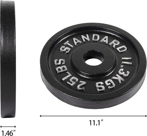 Fitvids Olympic Weight Plates - 2-Inch Cast Iron for Strength Training | Vintage Style, 25LB Pair