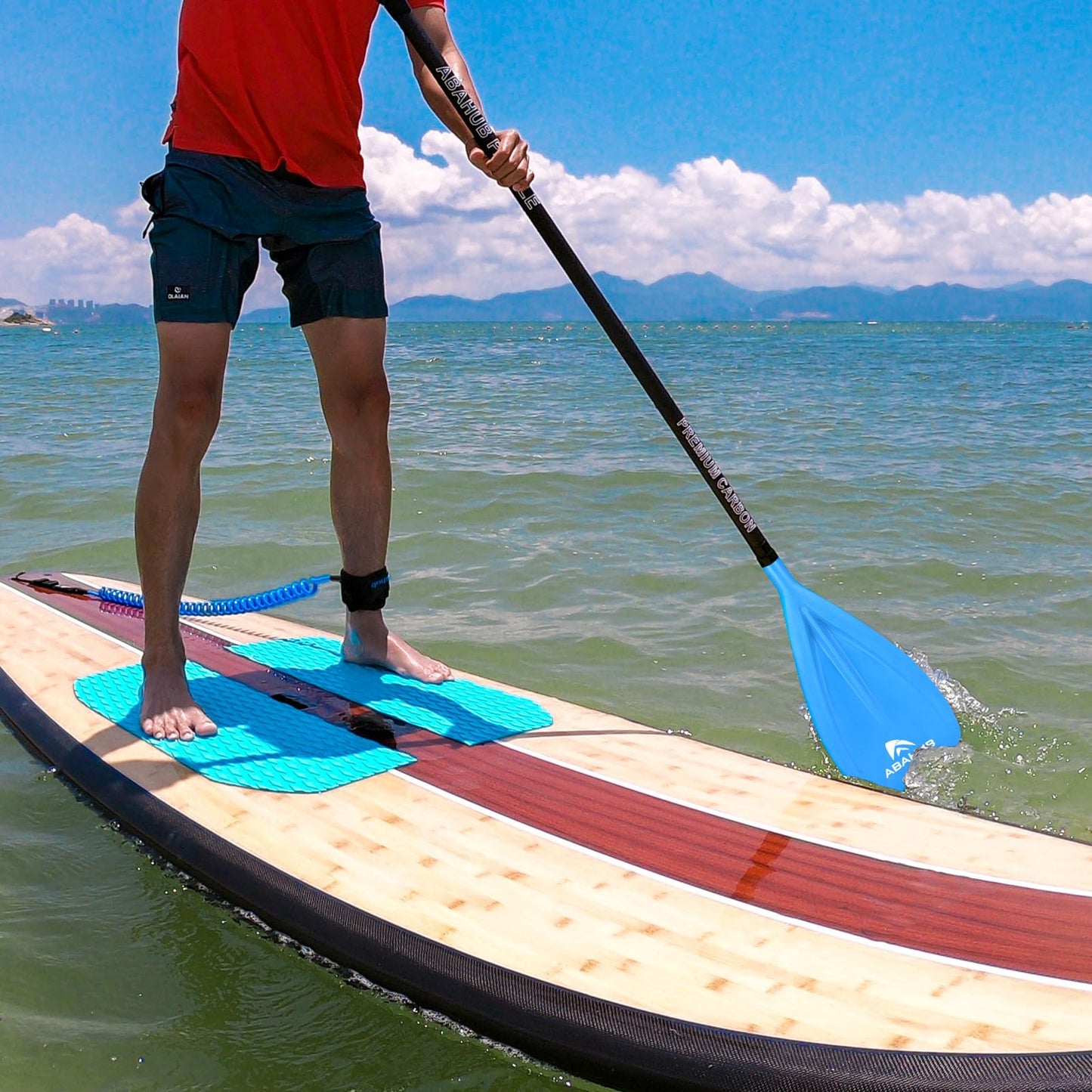 Abahub Carbon Fiber SUP Paddle 3-Piece,Adjustable 67-86" with Bag,Blue