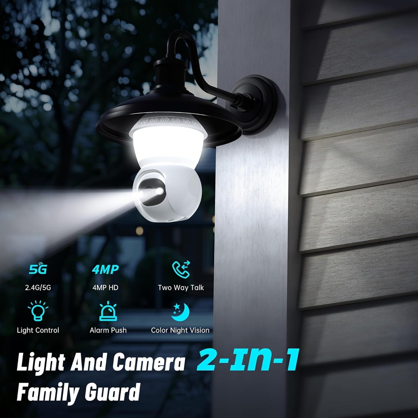 360° PTZ Light Bulb Camera - 3MP WiFi Security Camera with Night Vision & AI Detection