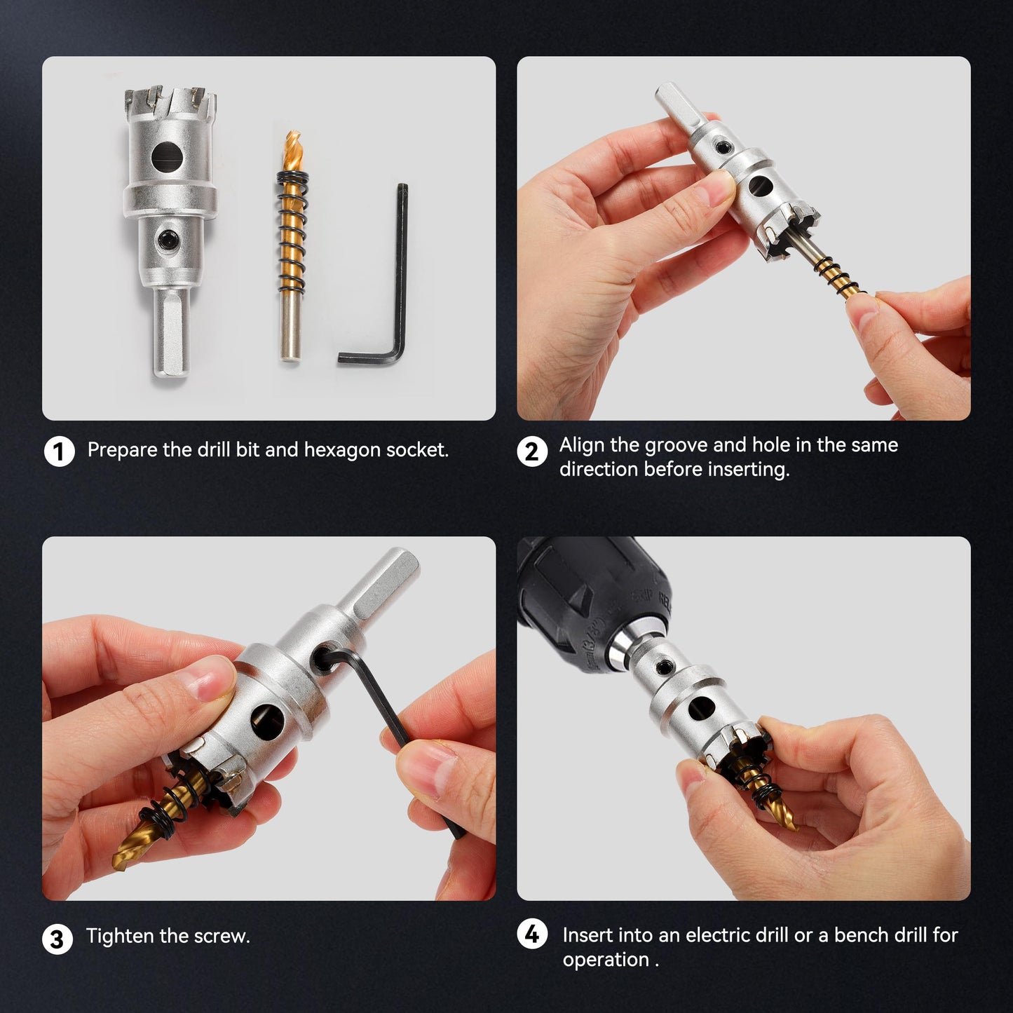 Henvo Hole Saw 1-1/8" (29mm) Heavy Duty Carbide with 2 Pilot Drill Bits - Metal Hole Cutter Cuts Stainless Steel, Iron, Copper, Brass, Plastic