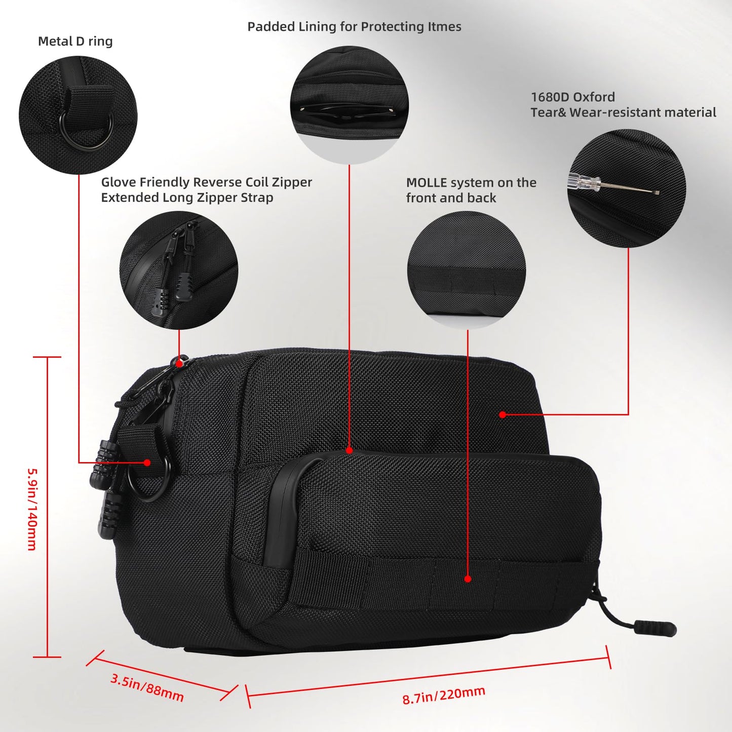 OFIG Universal Motorcycle Handlebar Bag, Bike Handlebar Bag, Fit for Motorbike Dirt Bike Bicycle Snowmobile Quad ATV