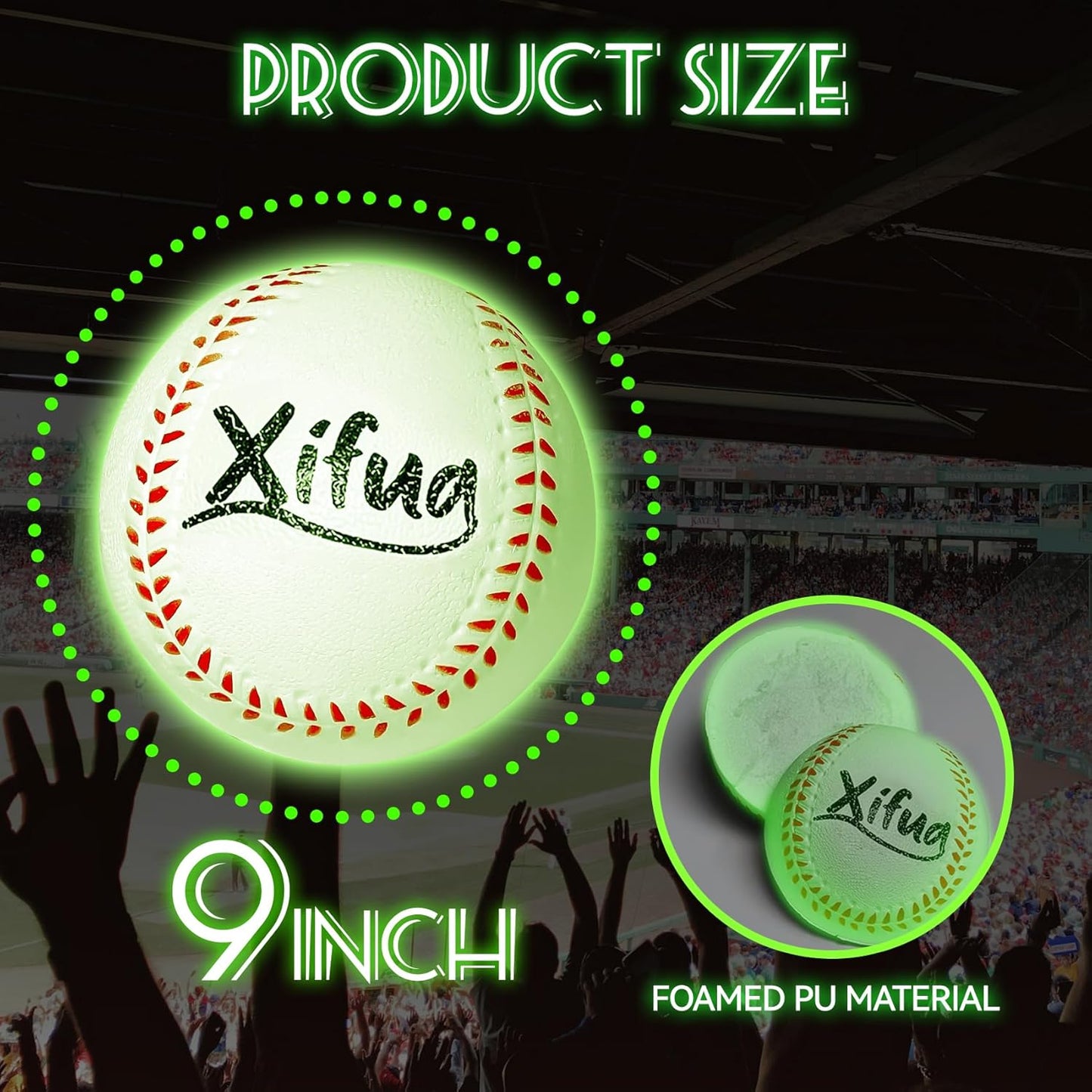 Skiennix Glow-in-the-Dark Foam Baseballs - 17-Pack Light-Up T-Ball Set for Kids Ages 3-10