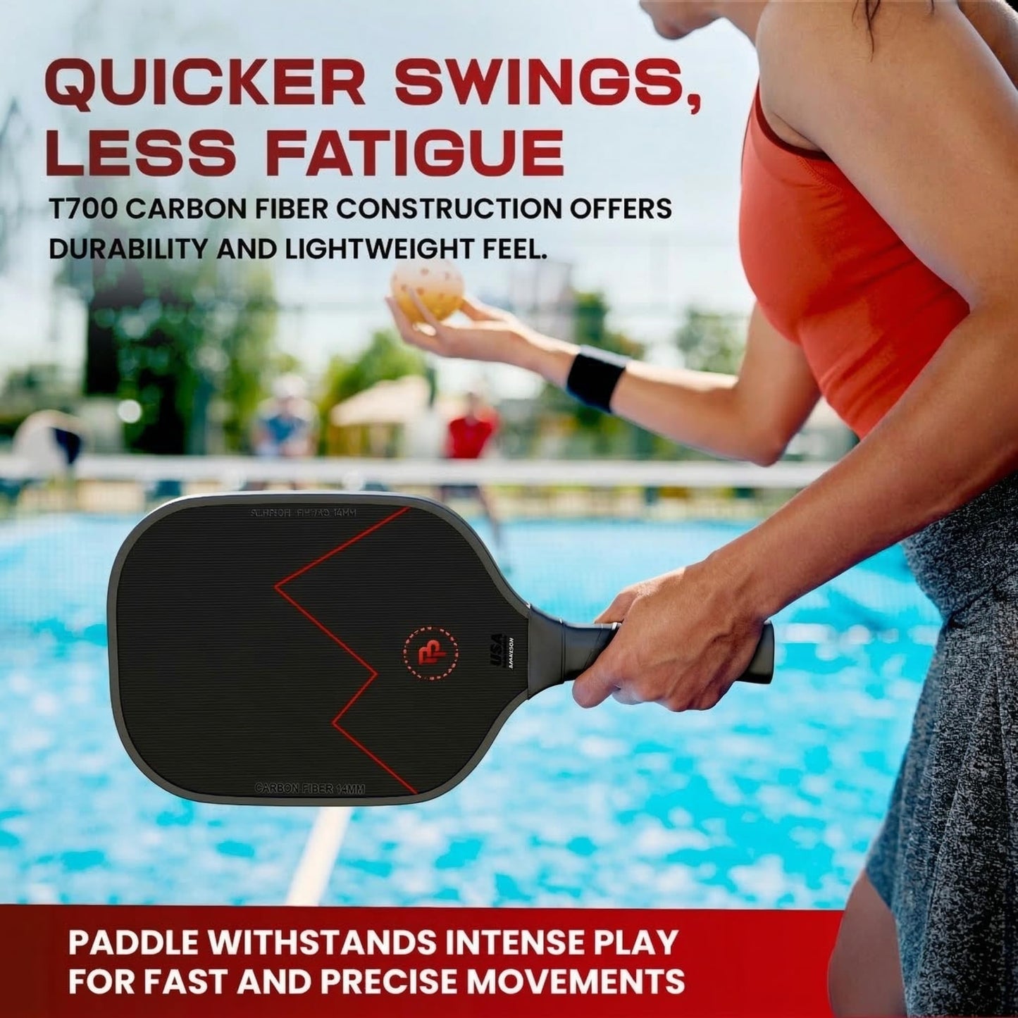 Precision Pro Carbon Fiber Pickleball Paddles Set of 2 — USAPA Approved, T700 Carbon, 14mm Honeycomb Core, 4 Indoor Outdoor Balls, Carry Bag, Pickleball Set for Beginners and Intermediate Players