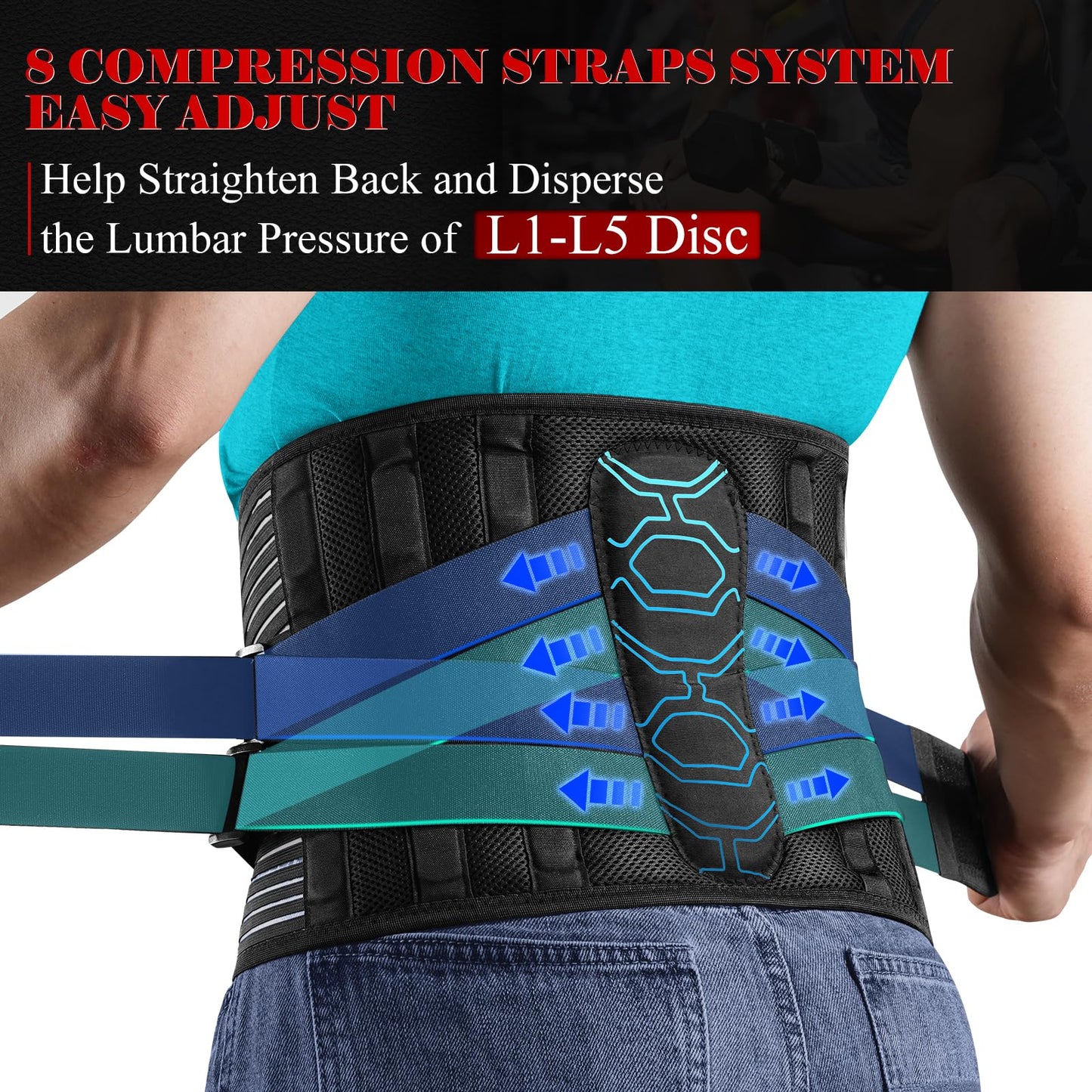 QIBODA Plus Size 2XL/3XL Back Brace with Bionic Lumbar Panel, Strong Back Support Belt for Heavy Lifting, Lumbar Support Belt for Men & Women Lower Back Pain Relief, Herniated Disc, Sciatica