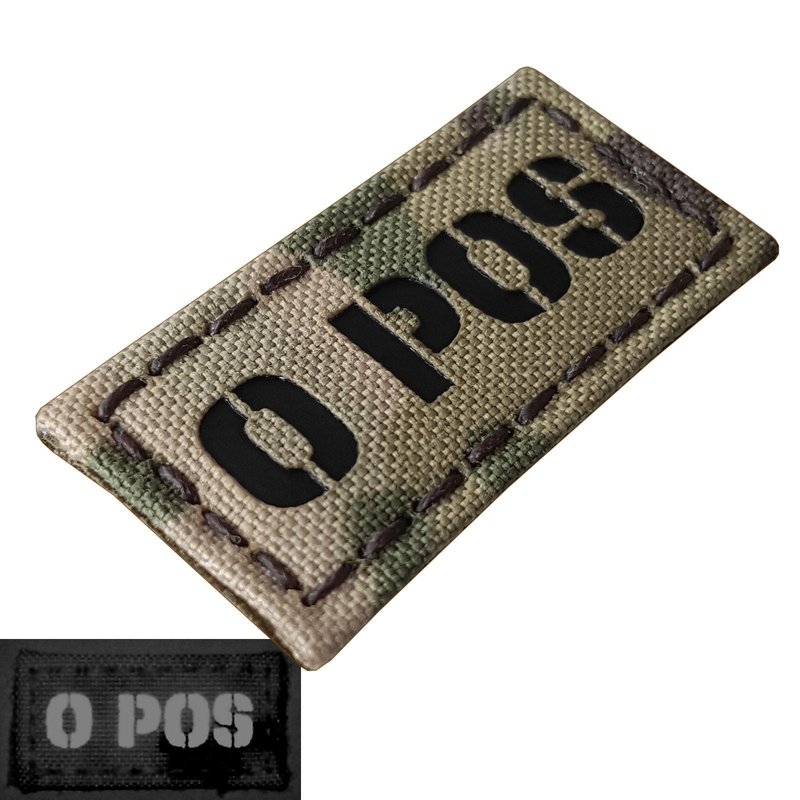 mult1cam O POS Blood Type 1x2 Infrared IR Tactical Morale Hook Patch