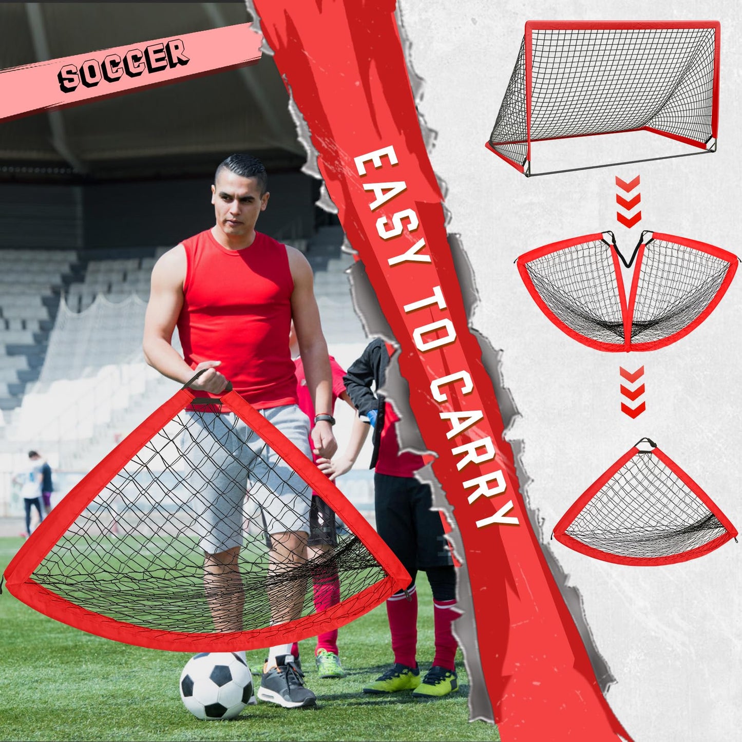 KTRIO 6x4 ft Soccer Goal, Foldable Soccer Net with Carry Bag