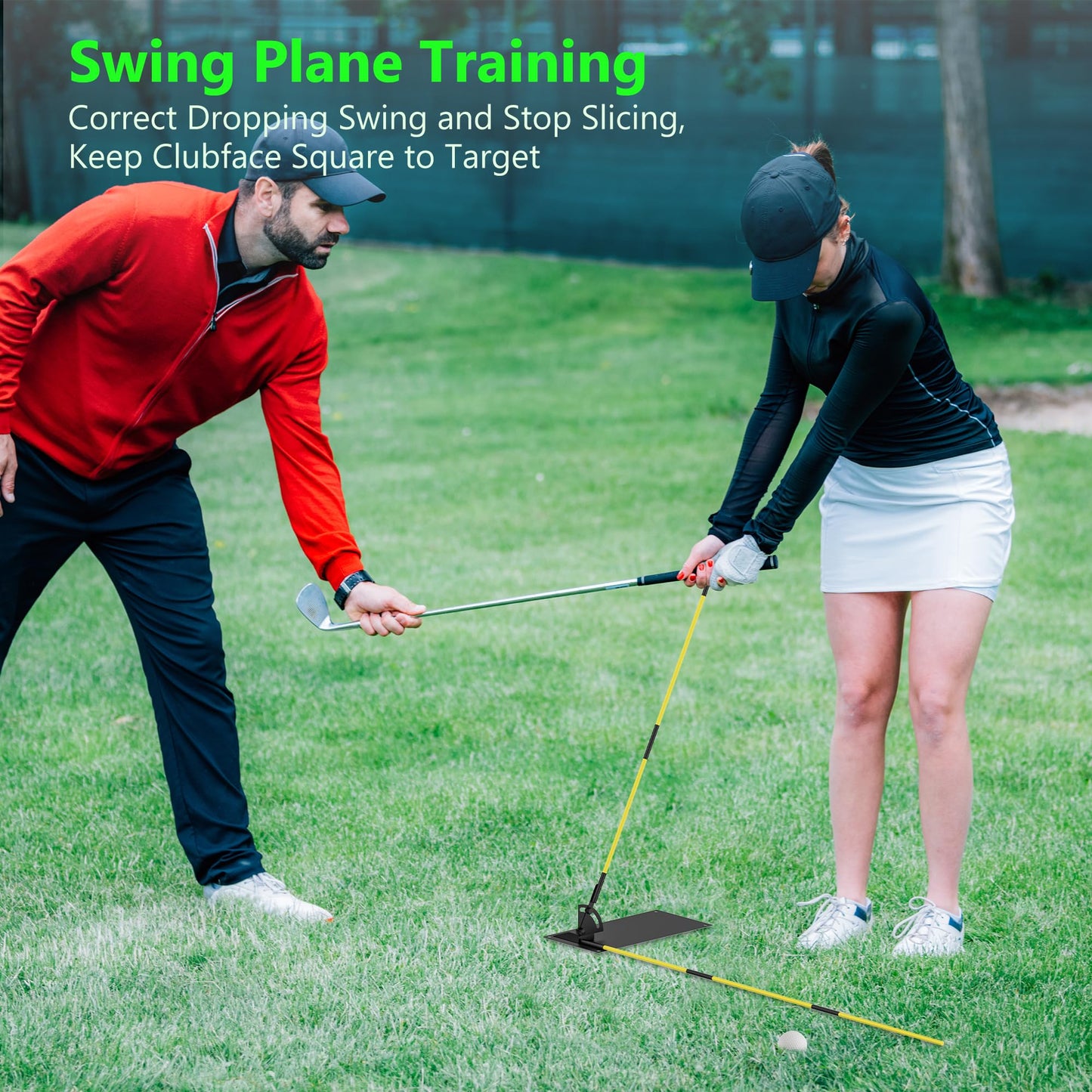 Asyxstar Golf Alignment Sticks - Golf Sticks Alignment Aid Golf Alignment Rods for Aiming, Putting, Full Swing Trainer, Posture Corrector Golf Training aid with Clear Tube Case