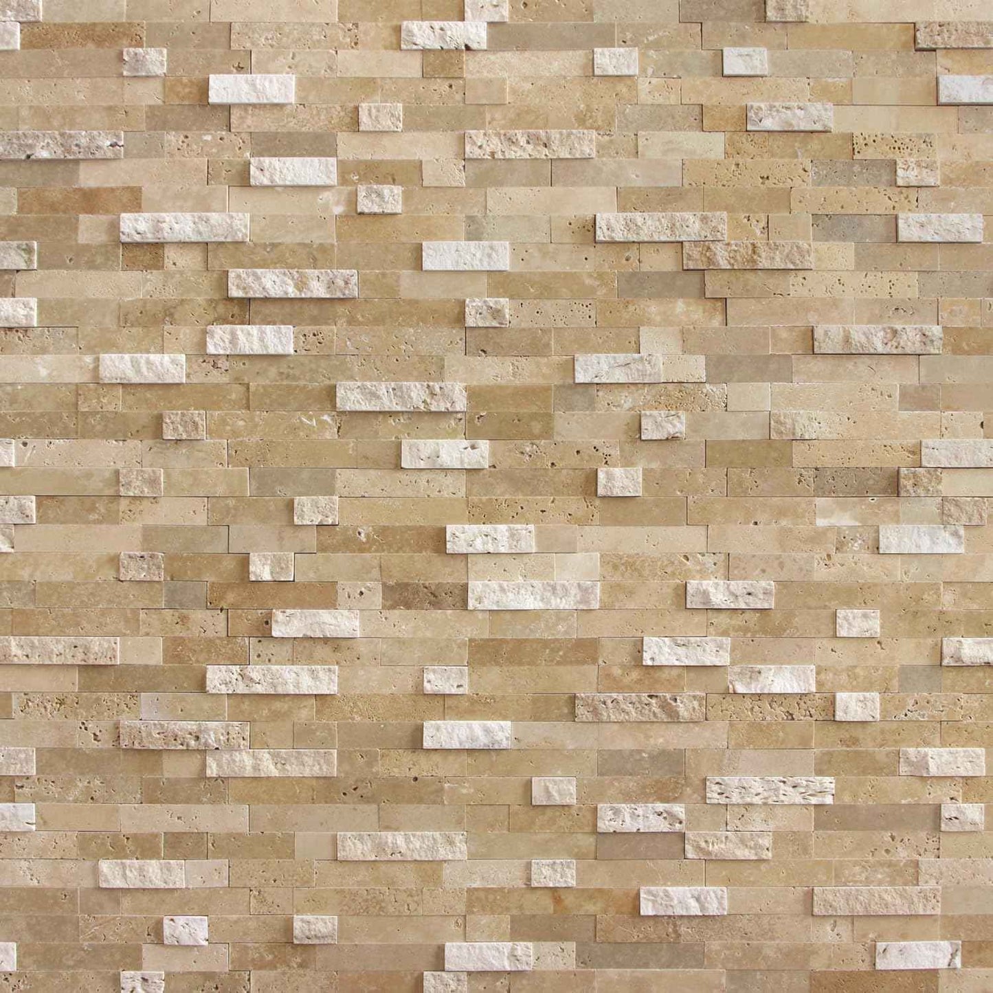 Peel and Stick 3D Stone Mosaic Tiles - 12x11" Self-Adhesive Backsplash for Kitchen & Bathroom - 5 Sheets, Mixed Tan