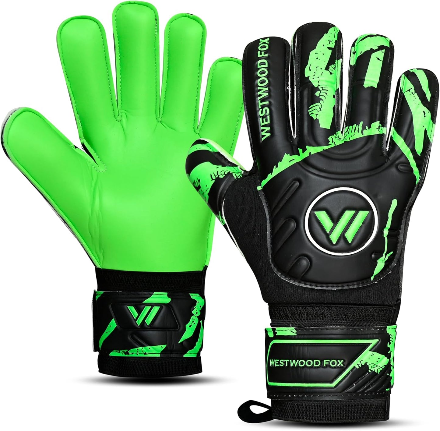 Westwood Fox Goalie Gloves - Heavy Grip Palm with Finger Protection for Kids & Adults | 4+3 mm Latex