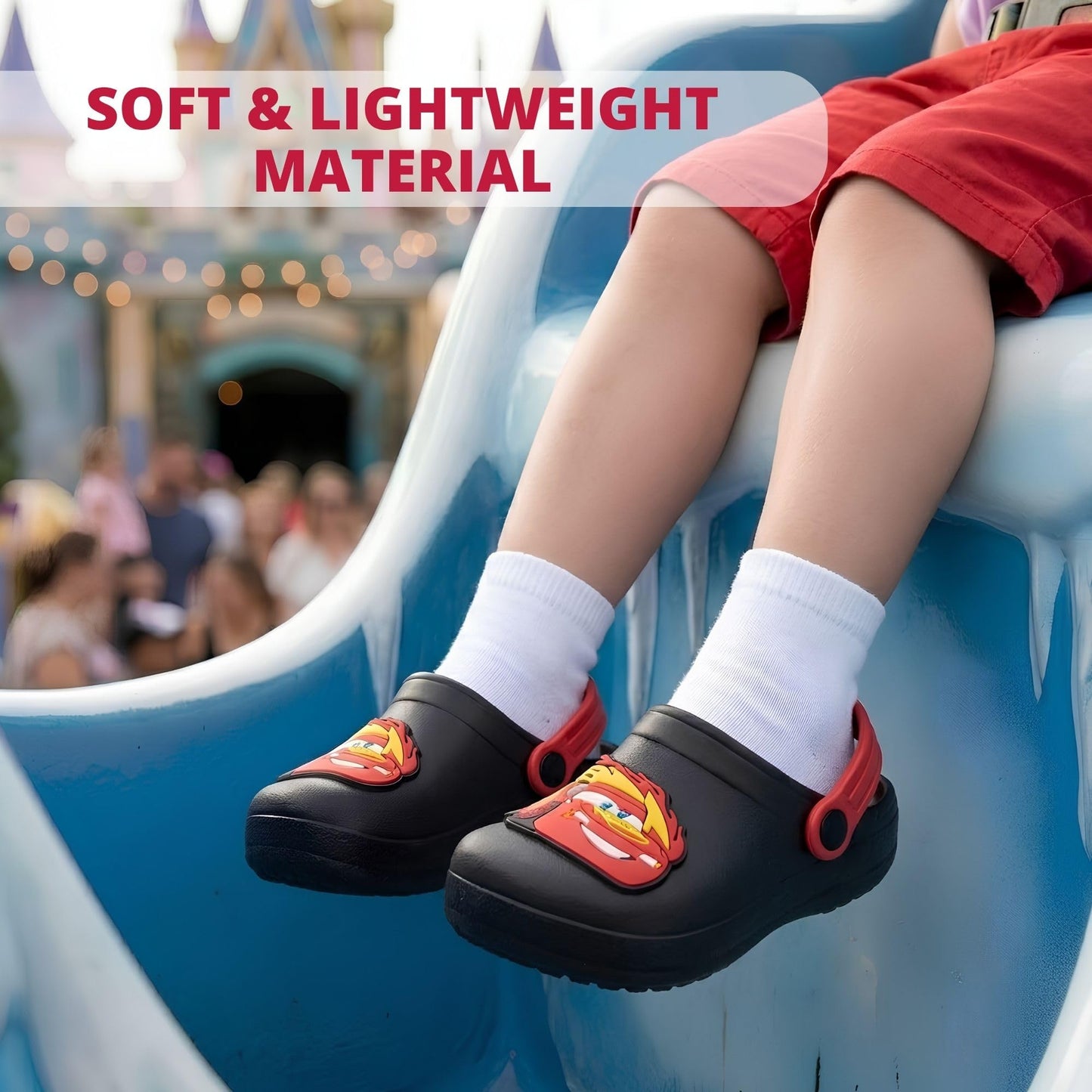 Josmo Kids Cars Clog Sandal Waterproof Slip-On Slides for Boys Lightning McQueen Closed Toe Clogs with Backstrap Sizes: 5-10 Toddler 11-12 Little Kid