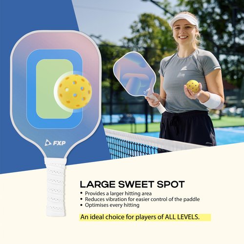 FXP Pickleball Paddles Set of 2 Paddles with 4 Balls and 1 Bag, Lightweight Fiberglass Pickleball Rackets/Equipment Set for Women and Men, USAPA Standard Size