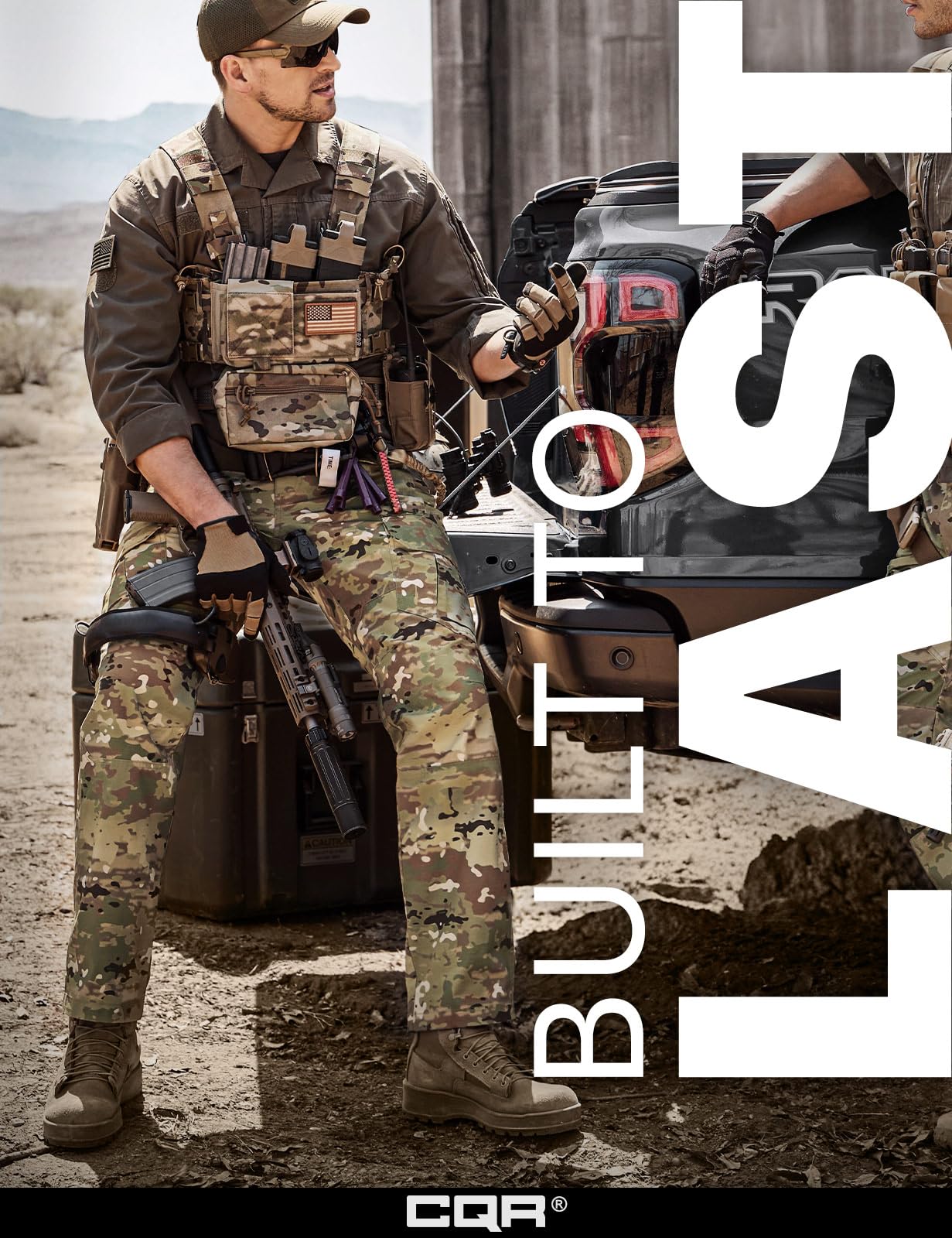 CQR Men's Tactical Pants, Water Resistant Ripstop Cargo Pants, Lightweight EDC Work Hiking Pants, Outdoor Apparel, Duratex Mag Pocket Utility Camo, 42W x 30L