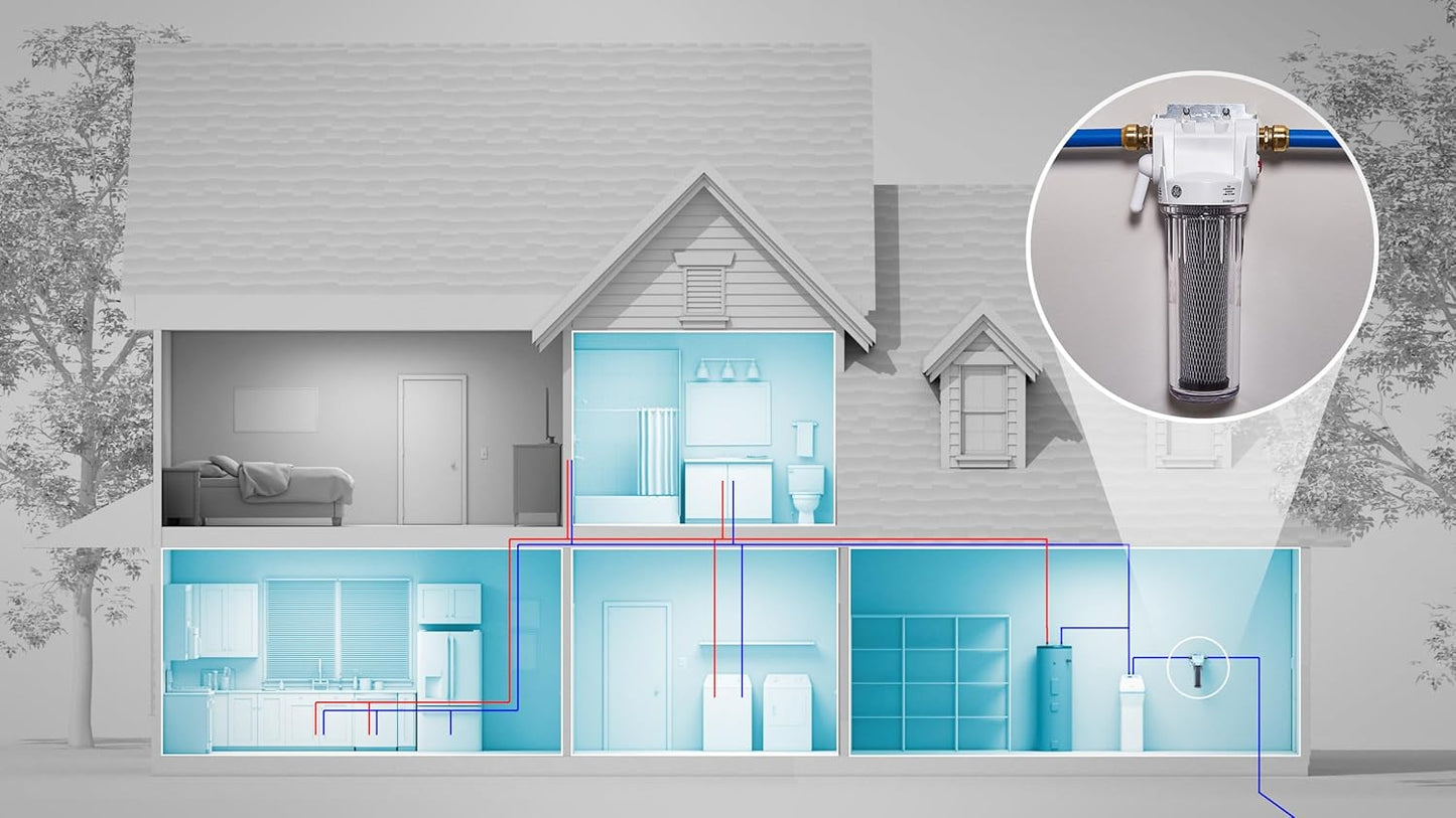Whole House Water Filtration System - Reduces Sediment & Rust, Installation Kit Included, GXWH20T