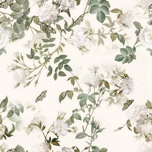 Wudnaye Vintage Floral Peel and Stick Wallpaper Beige Flower Contact Paper16.9’’×118’’Green Leaf Self Adhesive Removable Wallpaper Floral Rose Wall Paper Waterproof for Bathroom Bedroom Cabinets Decor
