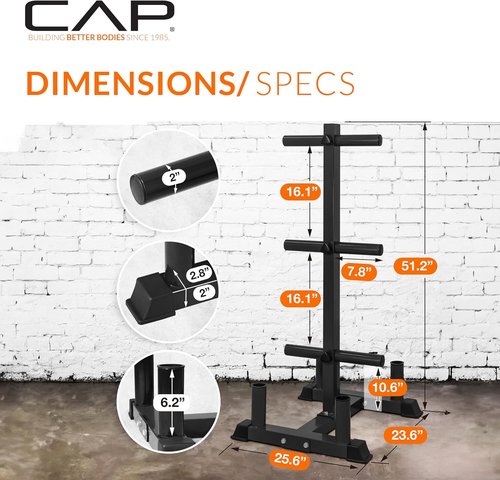 CAP Olympic Bumper Plate Weight Set - 2-Inch | 100-370 lbs | Available in Multiple Colors | Optional Storage Rack