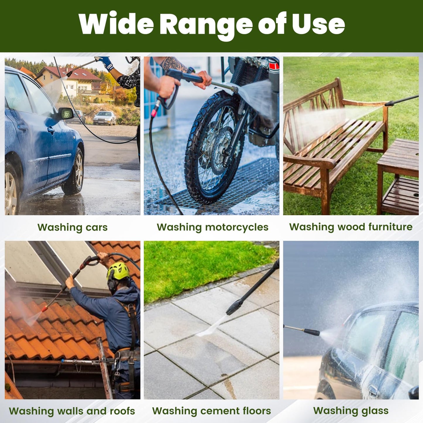 Pressure Washer Hose 32FT, 3300PSI 1/4" Power Washer Hose with M22-14 Brass Fitting, Kink Resistant, No-Leak Design, Durable Replacement Hose fo Ryobi, Greenworks, CRAFTSMAN Most Brand Power Washer