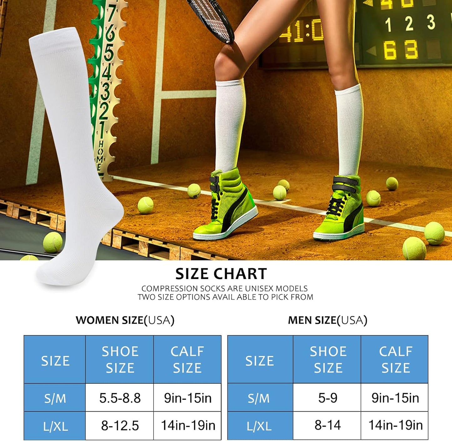 Momoya Compression Socks - Knee High Circulation Support for Men & Women | 8 Pairs for Nurses, Running & Travel