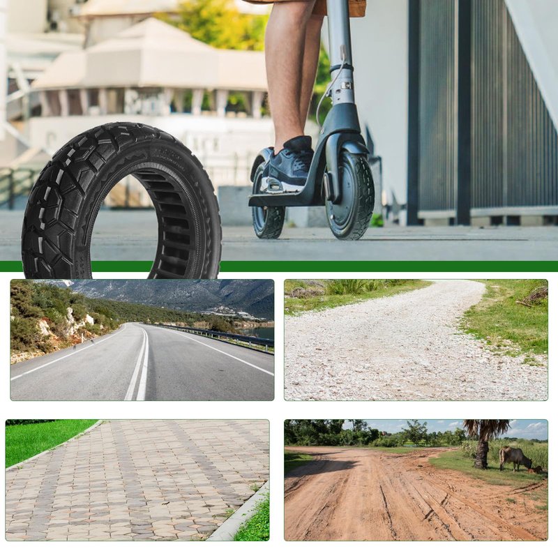 9.5 x 2.50 Off-road Solid Tire, 9.5x2.5-6.1 Tires Replacement, 9.5 inch Scooter Tubeless Solid Tire, for NIU KQi3 Pro/Max/Electric Scooter [Puncture-Proof] [Anti-Skid] [Wear-Resistant] (2 Pack)
