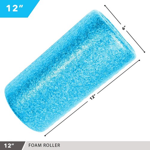 Day 1 Fitness High Density Muscle Foam Roller - Deep Tissue Massage for Pain Relief | Solid Blue, 12”