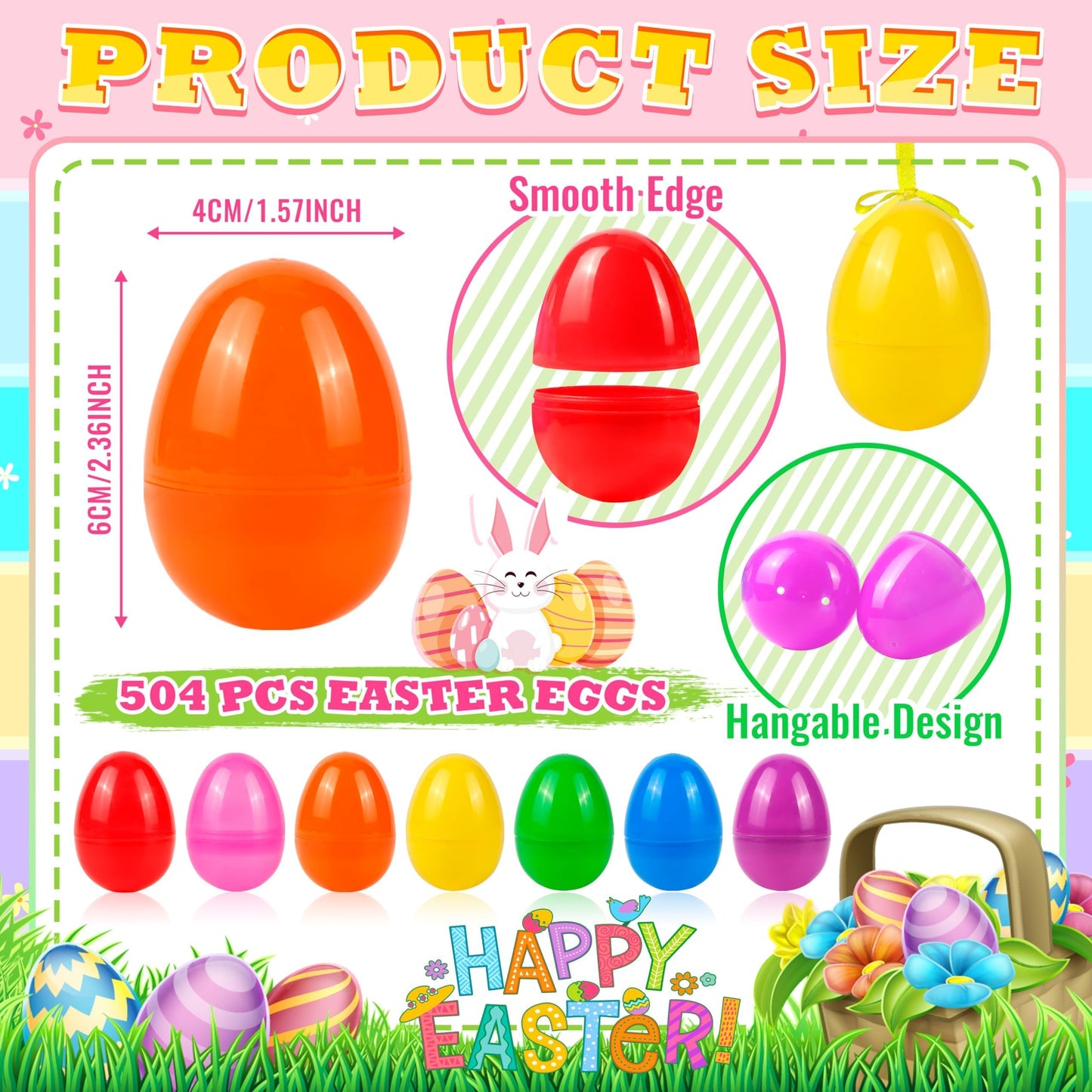 OCTERIC 180Pcs Easter Eggs, 2.3" Fillable Bright Colors Plastic Easter Eggs Empty for Easter Hunt, Easter Basket Stuffers, Party Favor, Classroom Prize Supplies