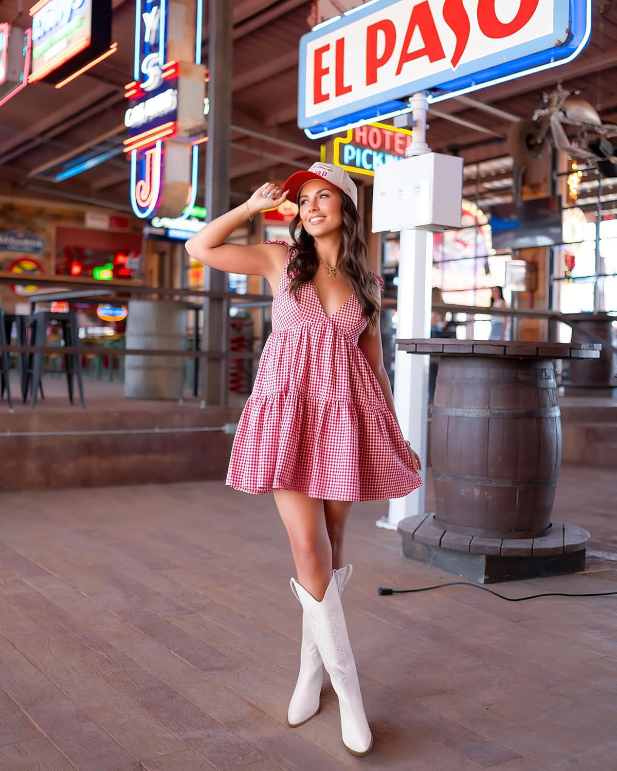 Ouepiano White Cowgirl Boots - Women's Knee High Chunky Heel Western Style | Pointed Toe, Wide Calf