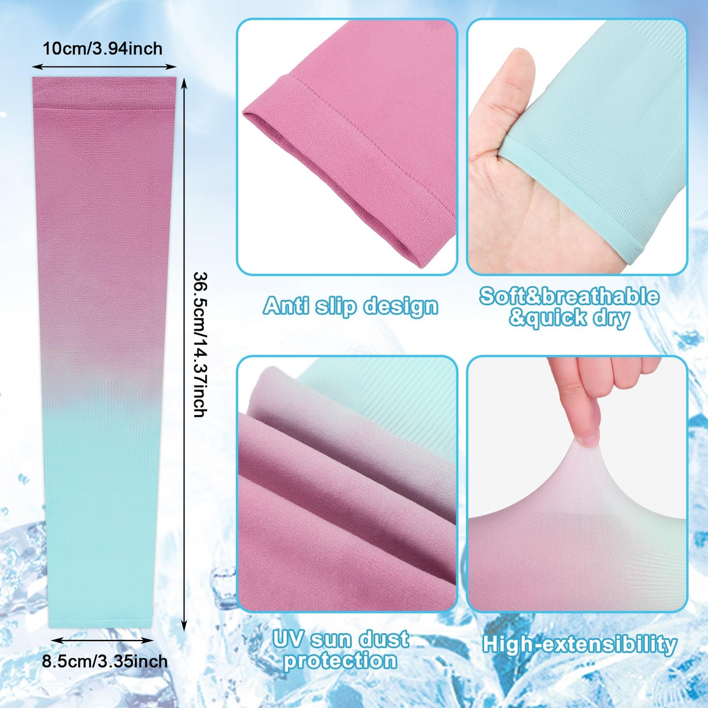 JenPen 6 Pairs UV Sun Protection Arm Sleeves to Cover Arms for Women Compression Sleeves for Men (Delicate Color,L)