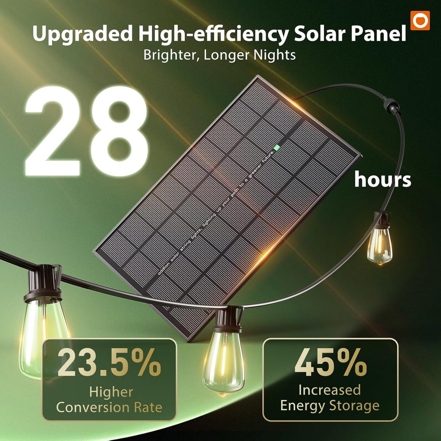 Solar String Lights Outdoor 102FT - 30+2 Waterproof LED Bulbs, Remote Control, Dimmable, 3 Modes for Patio & Garden