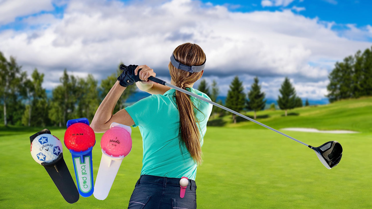 BALL POP Golf Ball Holder & Ball Marker for Waistband, Skirt, and Belt - Unique Fun Golf Accessory Gift for Men, Women, & Kids | Pink