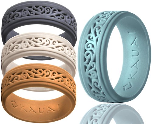 KAUAI Silicone Wedding Rings for Men. Elegant. Timeless. Leading Brand for Comfort & Design in Mens Bands. Active Crossfit Workout Gym Band. Classic Unisex Couples Ring