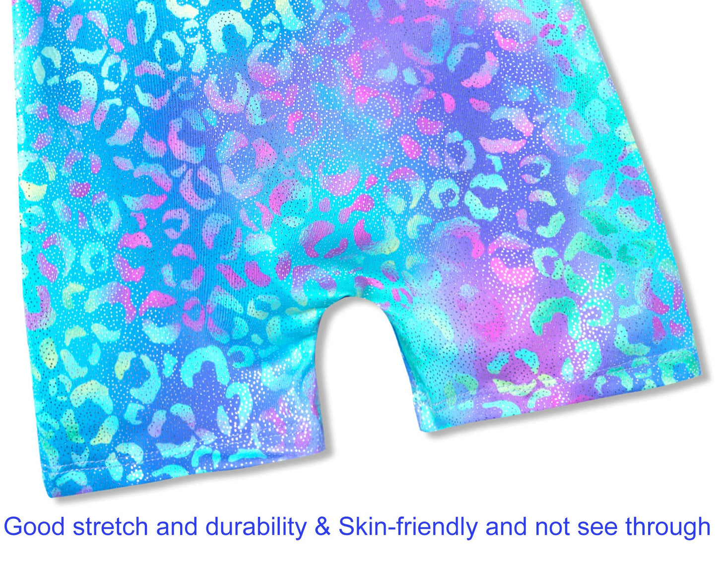 Domusgo Toddler Girls Leotards Gymnastics Size 2t 3t Shiny Colorful Green Purple Leopard Sleeveless Unitard with Shorts