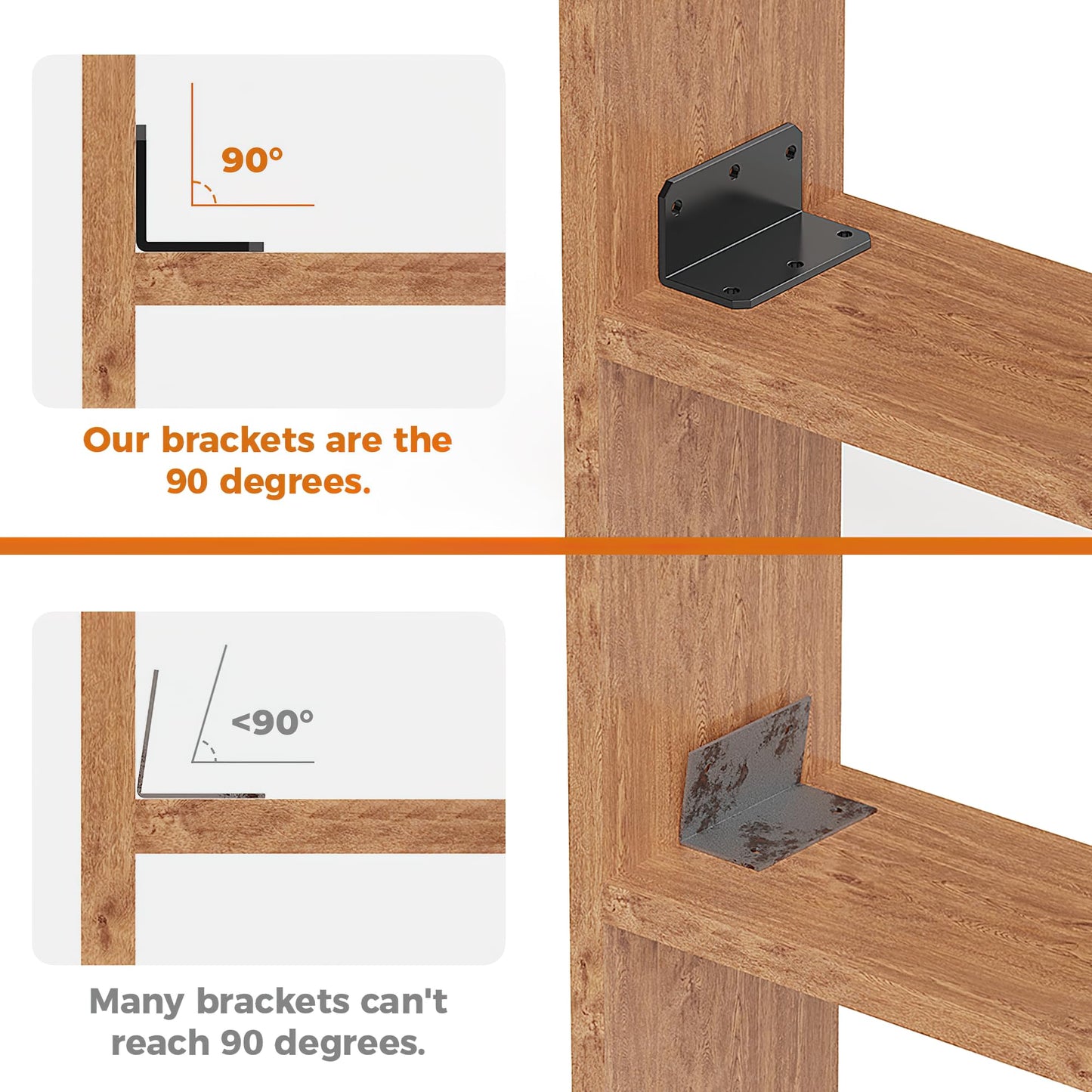 Wuno Shop 2"x4" Galvanized Corner Brace, 90 Degree Angle Iron Brackets with Holes, Metal Joint Bracket, Heavy Duty Right Angle Bracket for Wood Furniture, Raised Garden Bed Corner Brackets-black-2 pcs