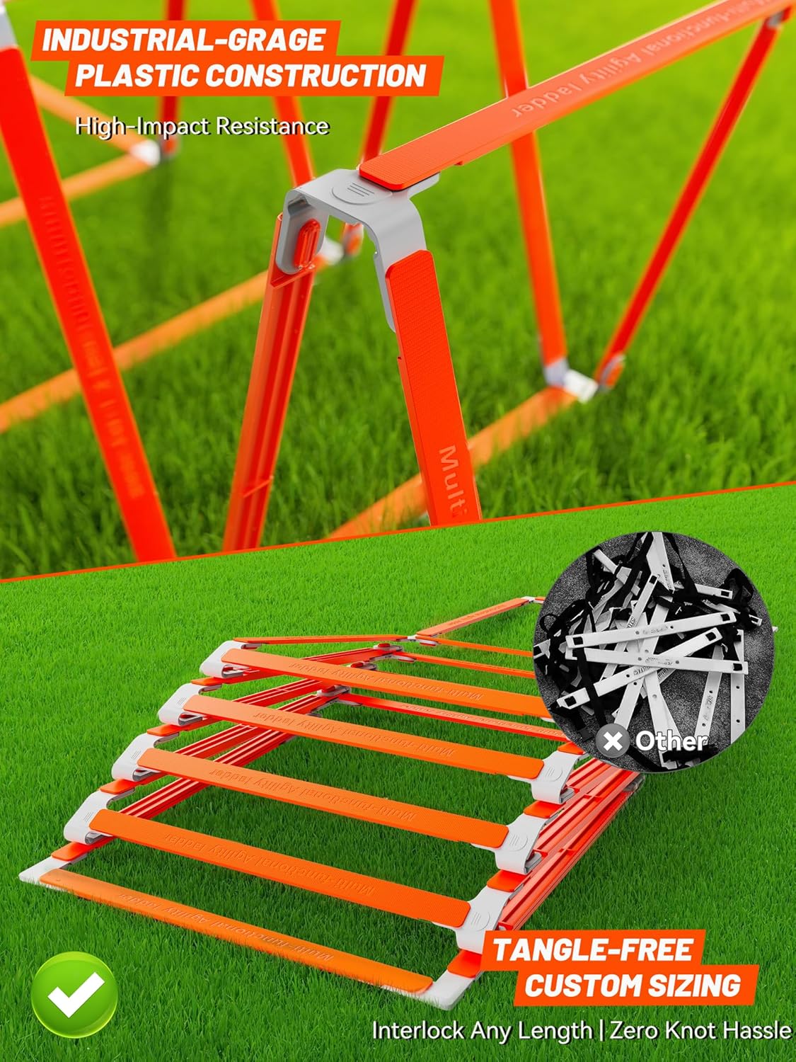 Tangle-Free Agility Ladder | Kids Athletic Training Equipment - 10 Rung Speed Ladder for Soccer, Football & Boxing