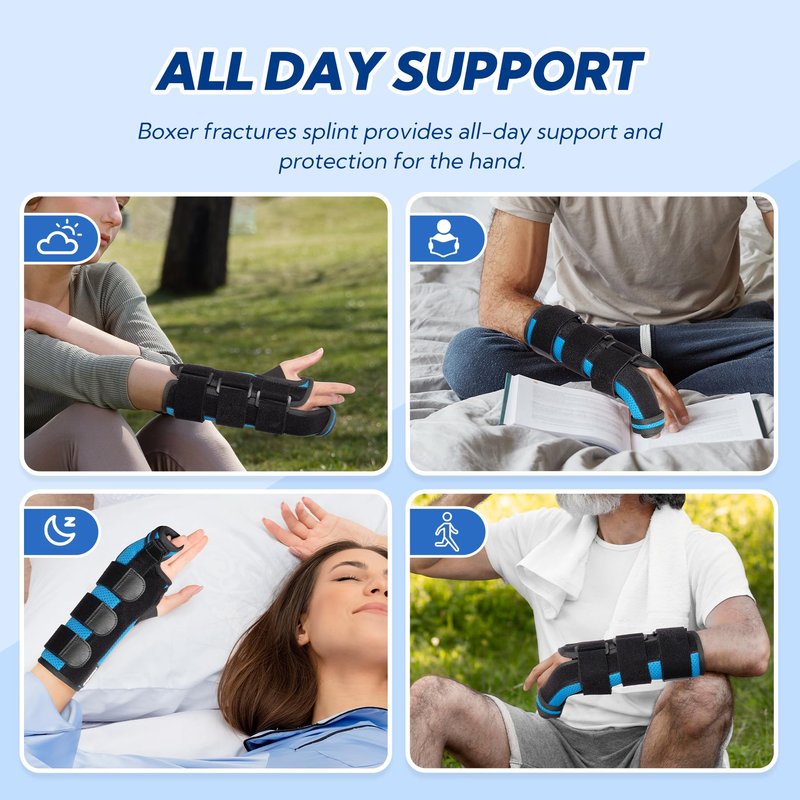 YiYame Boxer Fracture Splint, Ulnar Gutter Splint Right Hand, the 4th and 5th Metacarpal Finger Splint Hand Brace, Boxer Orthosis Hand & Wrist Brace for Women & Men, Right, L