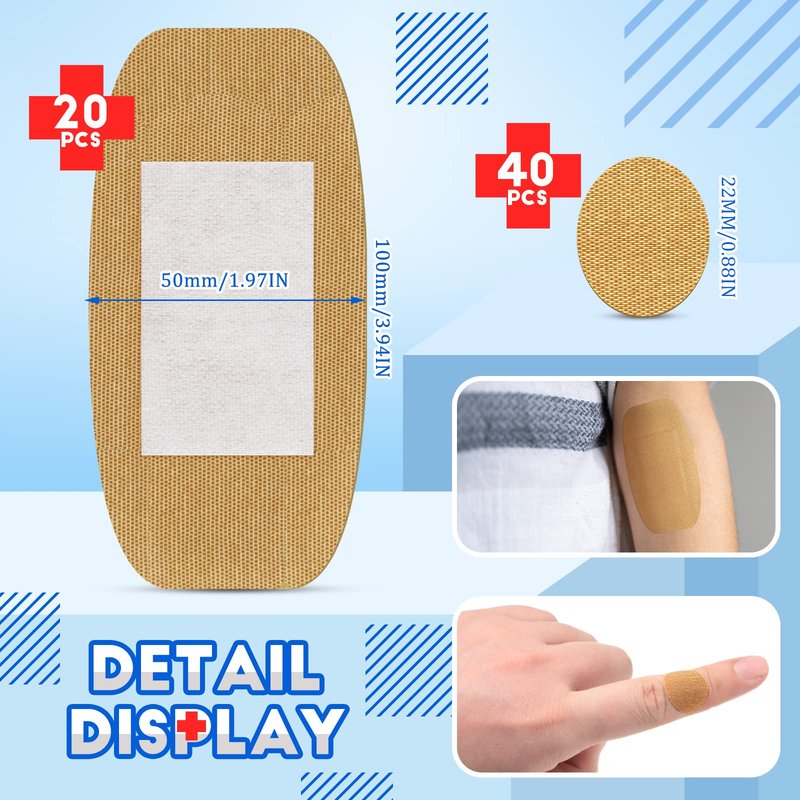 Assorted Flexible Fabric Adhesive Bandages - Family Variety Pack, Small Comfortable Fingertip & Round Cloth Bandages (300 Pieces)