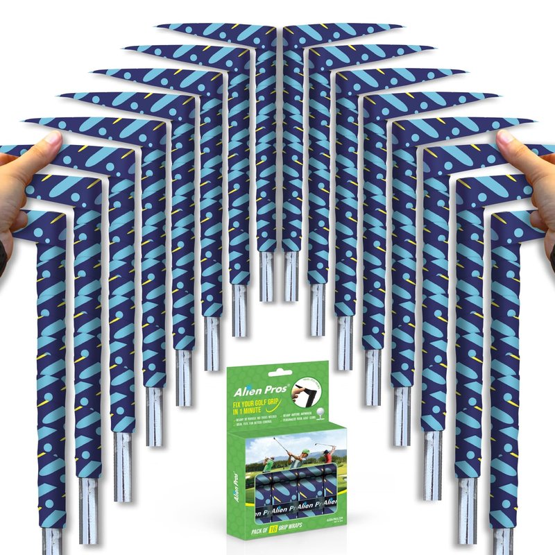 Alien Pros Golf Grip Wrapping Tapes - Innovative Golf Club Grip Solution - Enjoy a Fresh New Grip Feel in Less Than 1 Minute New Style (16-Pack Rainy Days)
