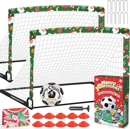 Kids Soccer Goals - Portable 4' x 3' Training Set with Pop-Up Net & Soccer Ball for Outdoor Fun