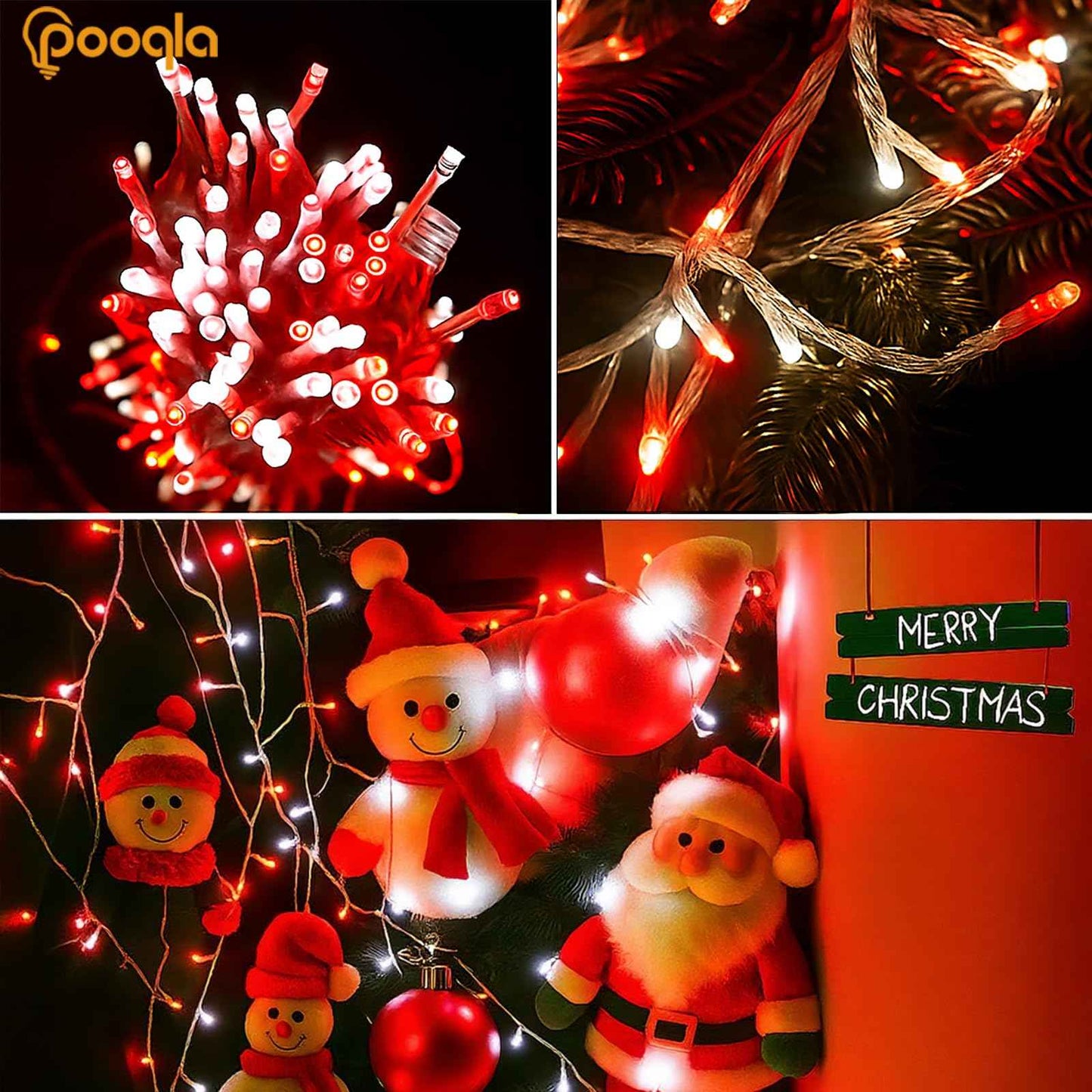 Christmas String Lights, 66 ft 200 LED Christmas Lights Plug in, Indoor Outdoor Connectable 8 Modes Clear Wire Twinkle Fairy String Lights for Xmas Tree Halloween Wedding Bedroom Party, Red and White