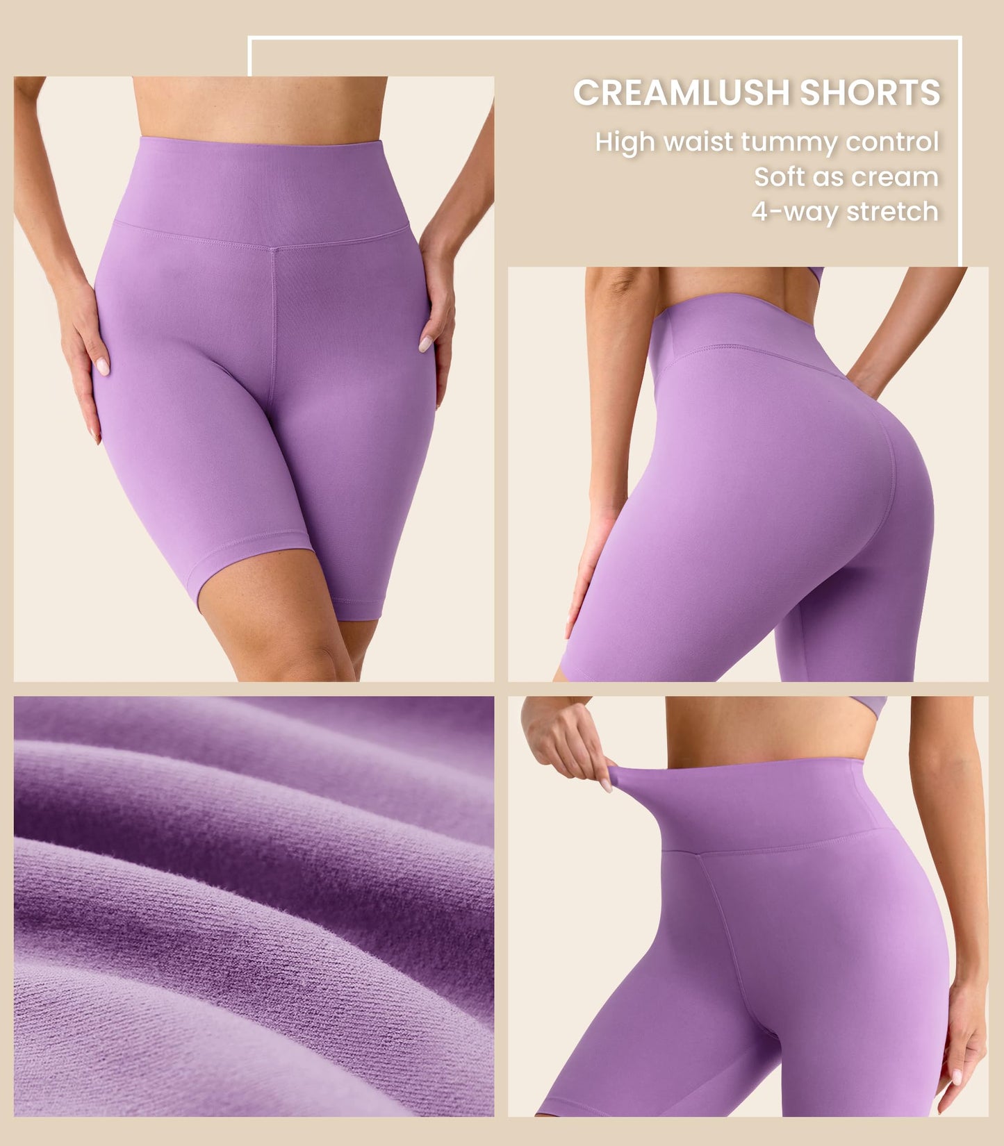 VALANDY Creamlush 4 Pack Biker Shorts Women-8" High Waisted Stretchy Soft Yoga Lounge Shorts