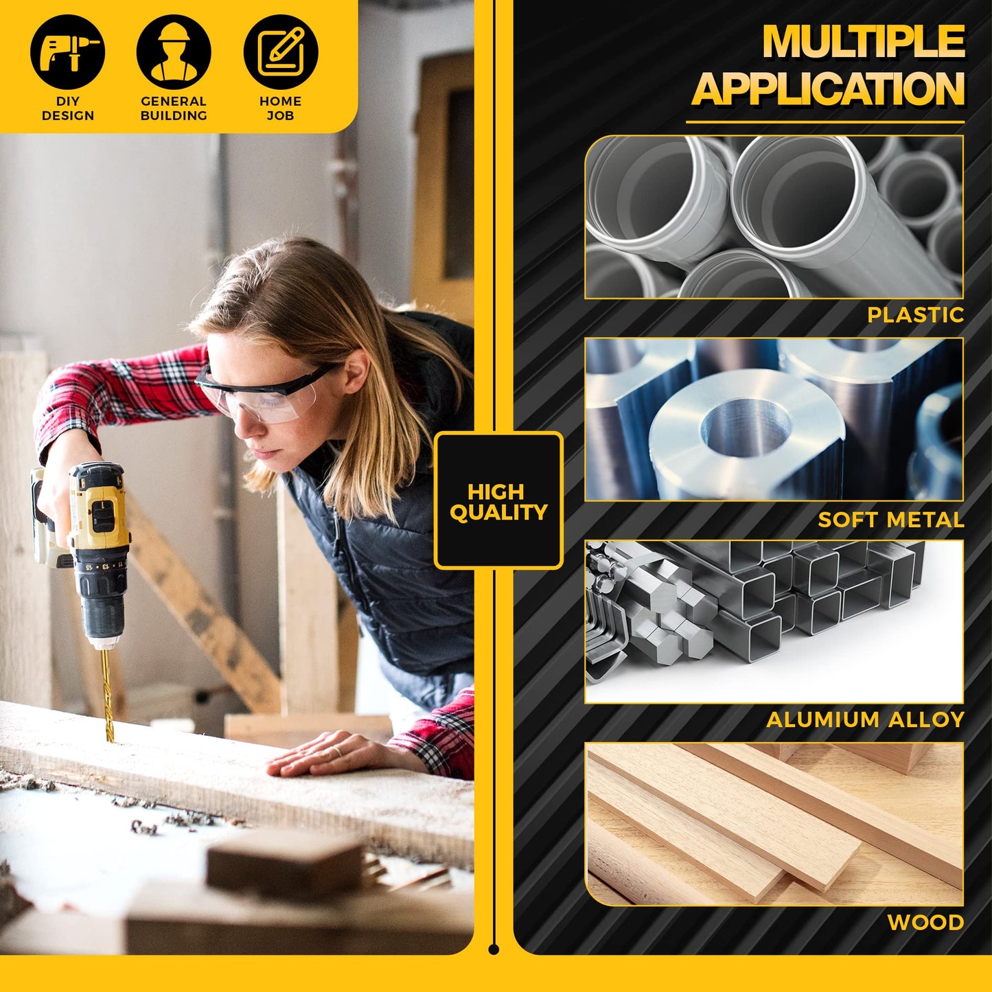 1/8" Titanium Drill Bits, HSS Metal Jobber Length Twist Drill Bits, 135° Split Point, Suitable for Drilling in Metal, Plastic, Wood, Pack of 20pcs, BECOLLO…