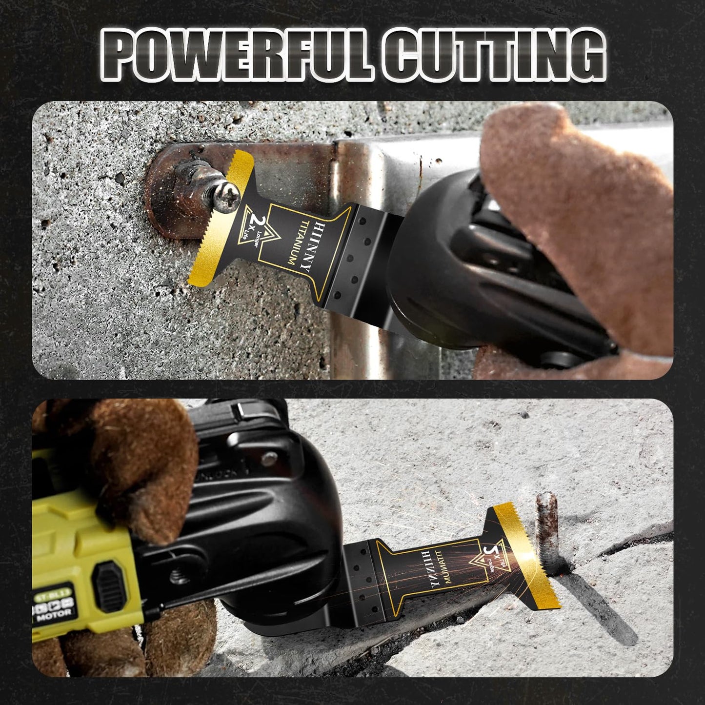 Hiinny 6PCS Titanium Oscillating Tool Blades, Professional Universal Titanium Oscillating Saw Blades Multitool Blades Kits for Metal Wood Plastics, Dewalt Milwaukee Ryobi Fein