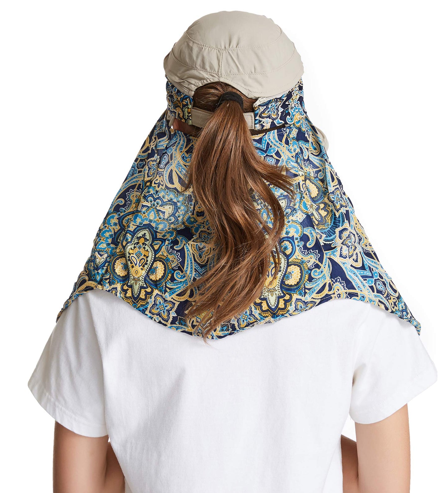 icolor Women Sun Hats UPF 50 Sun Protection Hat Summer Outdoor Neck Shield Flap Visor Hat Ponytail Hats Wide Brim Beach Hat (Brown)