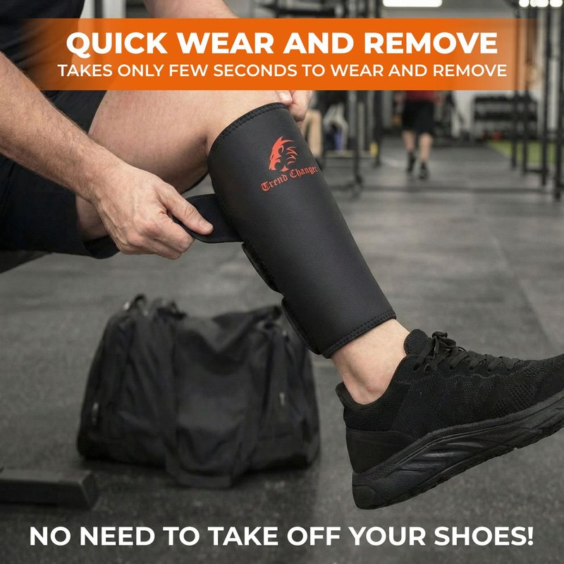 Trend Changer 7mm Weightlifting Shin Guards & Calf Support Brace – Adult Shin Guard with Thick Neoprene Padding for Deadlifts, CrossFit, Rope Climbs, Box Jumps – Adjustable Compression Fit for Men & Women